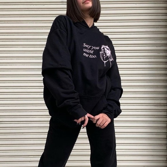 BOYS LIE SAY YOU WANT ME TWOFER BLACK HOODIE OSFA - Picture 2 of 11